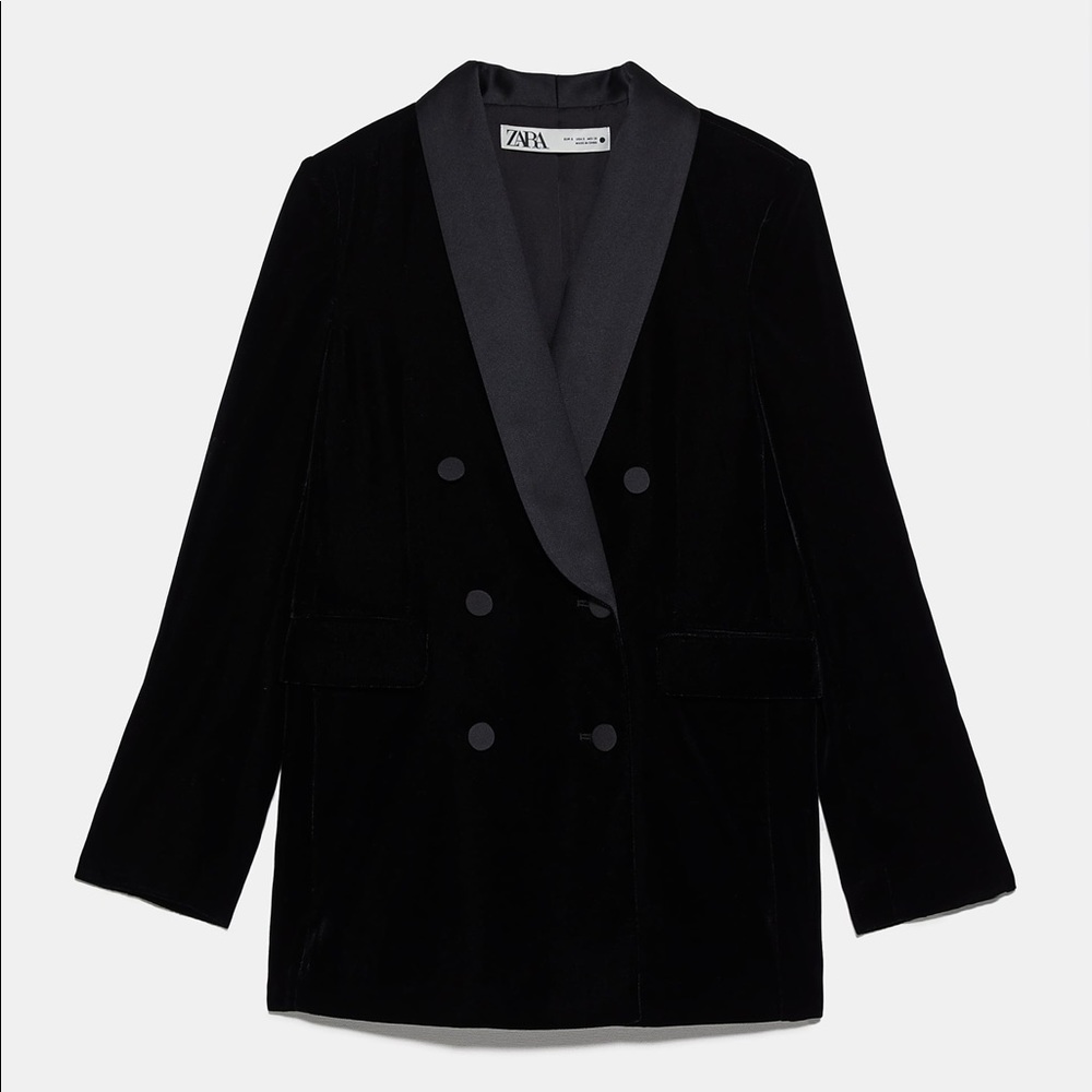 Zara Velvet Double-breasted Blazer